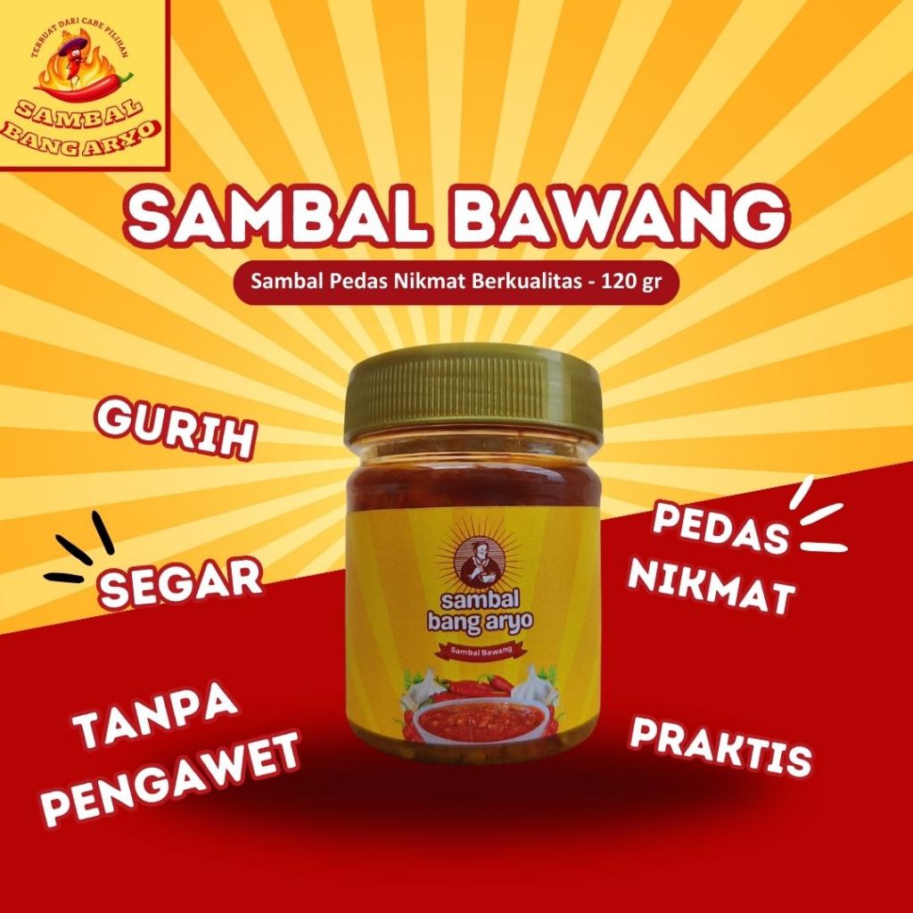 

sambal bawang - sambal pedas - sambel enak - sambal merah 120 gr-sambal bang aryo