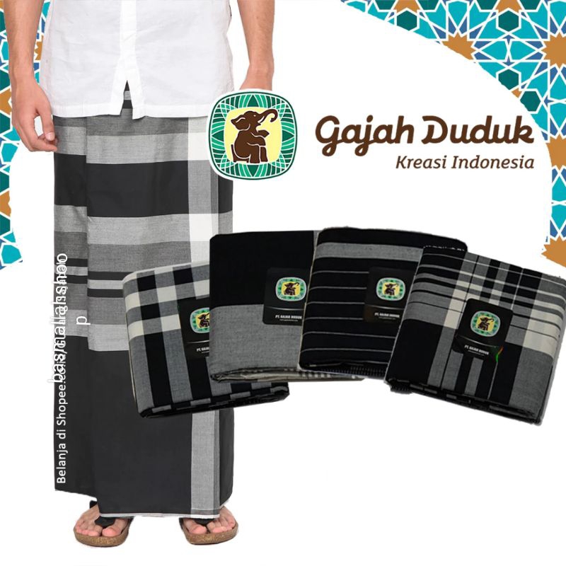 SARUNG GAJAH DUDUK BLACK WHITE