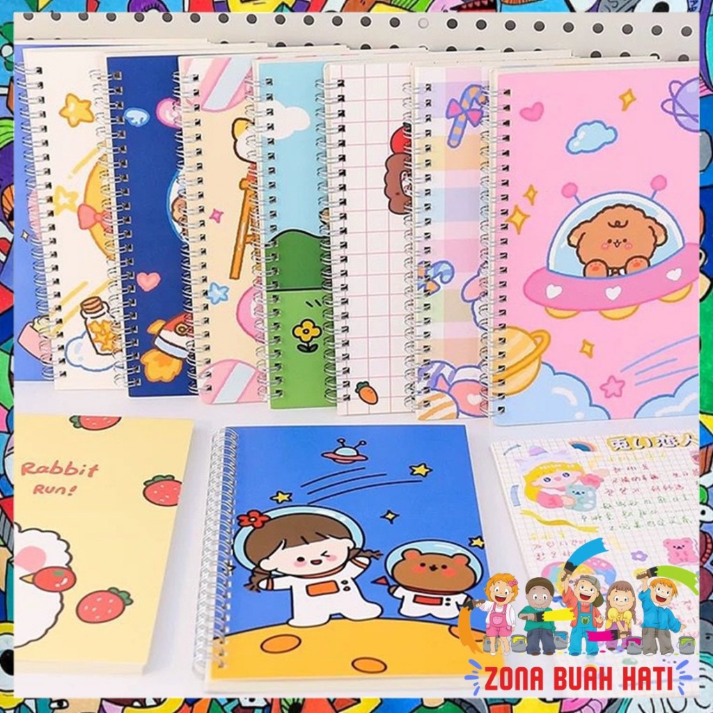 

ZBH Buku Catatan Notebook A5 Isi 60 Lembar Buku Diary Aesthetic Motif Kartun Gaya Retro Buku Tulis Garis A5 Spiral Murah