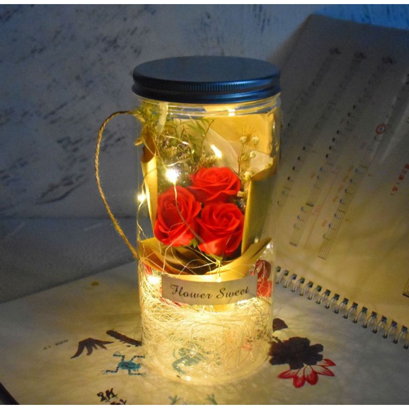 Lampu Bunga Mawa Dekorasi LED Eternal Flower Dome Glass Lampu meja Hias lampu mawar Led Kado Hampers