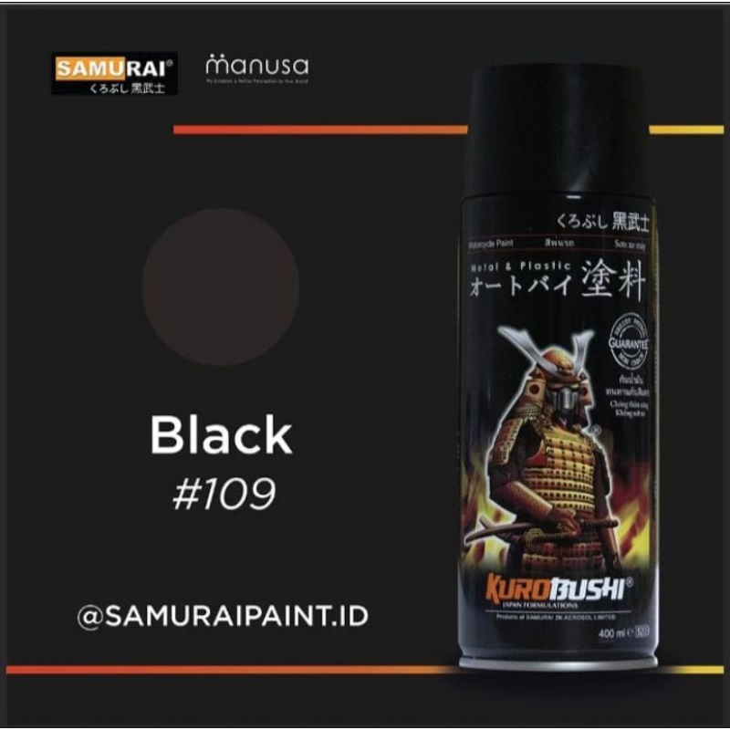 Samurai Black109 400 ml/Cat Semprot Samurai Hitam Glossy/Pilox Hitam Gloss Samurai