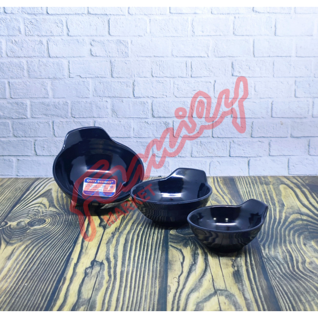 MANGKOK MELAMINE ORIENTAL HITAM HANDLE ONYX