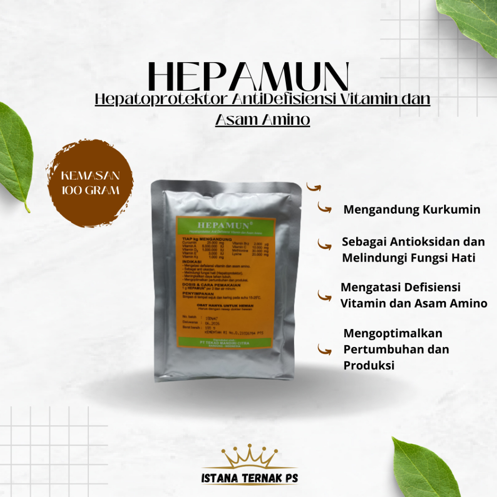 HEPAMUN 100 gram Extrak Kurkumin Kunyit Penambah Nafsu Makan Ternak Hepatoprotektor Antidefisiensi V