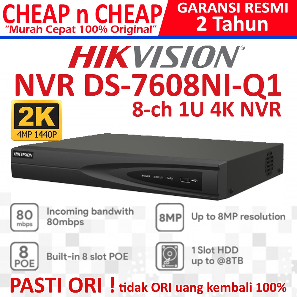 Hikvision DS 7608NI Q1 4K NVR 8 Channel 7608 Hik Vision Ezviz