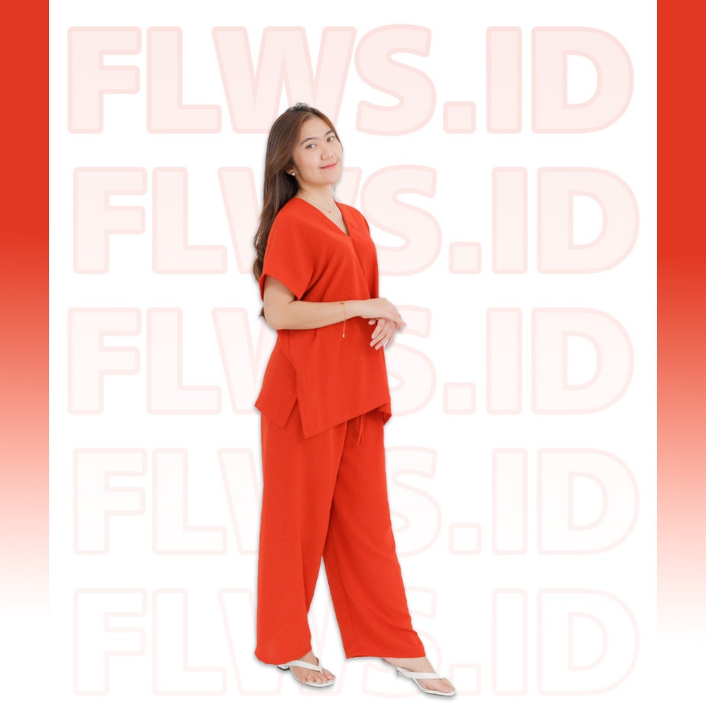 ONE SET CRINKLE PREMIUM LENGAN PENDEK | SETELAN WANITA CRINKLE LENGAN PENDEK ADEM | FLWS.ID