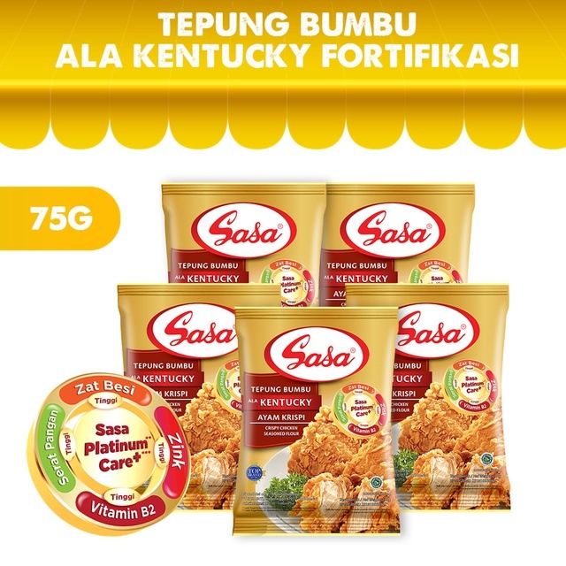 

Sasa Tepung Ayam Kentucky Bervitamin & Bermineral 75gr x 5pcs