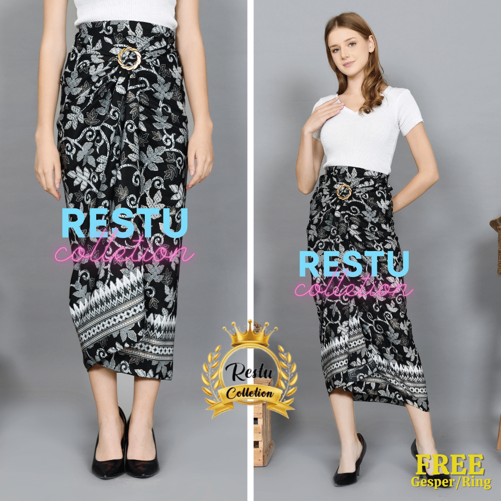 Rok lilit batik motif Paya Silver modern kain batik terbaru premium free ring gesper
