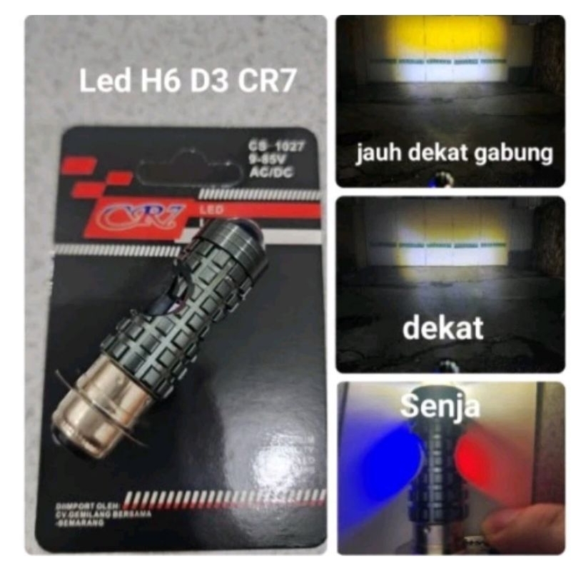 Lampu utama Led H6 laser jauh dekat putih kuning plus senja biru