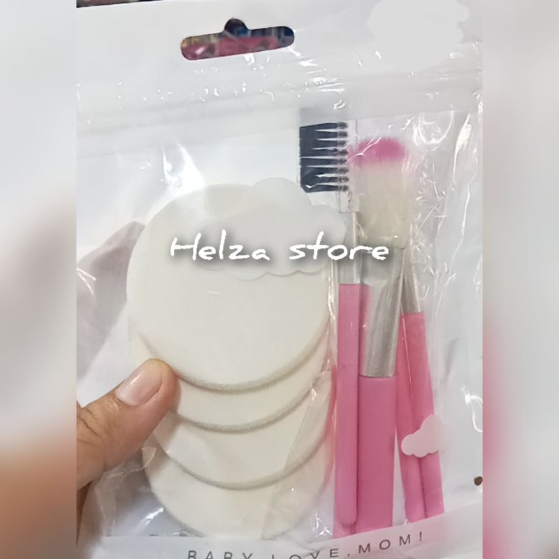 PAKET SET ALAT MAKE UP 9IN1/4 KUAS MAKE UP 4 SPONS MAKE UP 1SIKAT ALIS -hz-