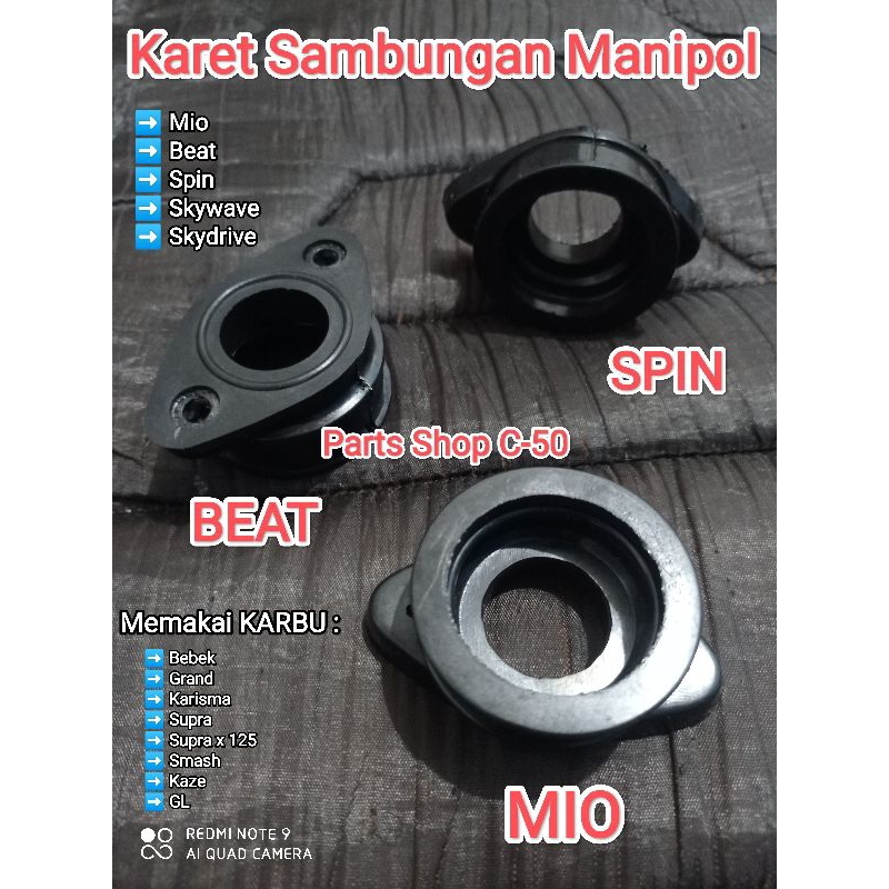 Karet Sambungan Manipol Manipul Manifold Mio Beat Spin Skywave Skydrive Memakai Karbu Karburator Beb