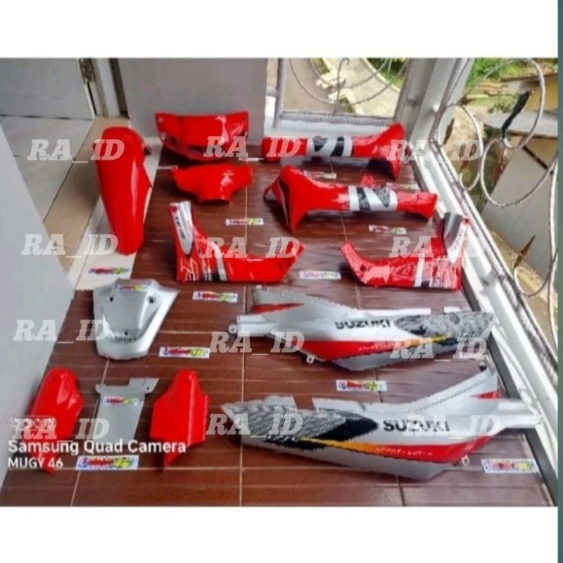 Body Satria Lumba Merah Silver Full Set Halus Suzuki Satria Lumba Cover Bodi Halus Fullset Satria