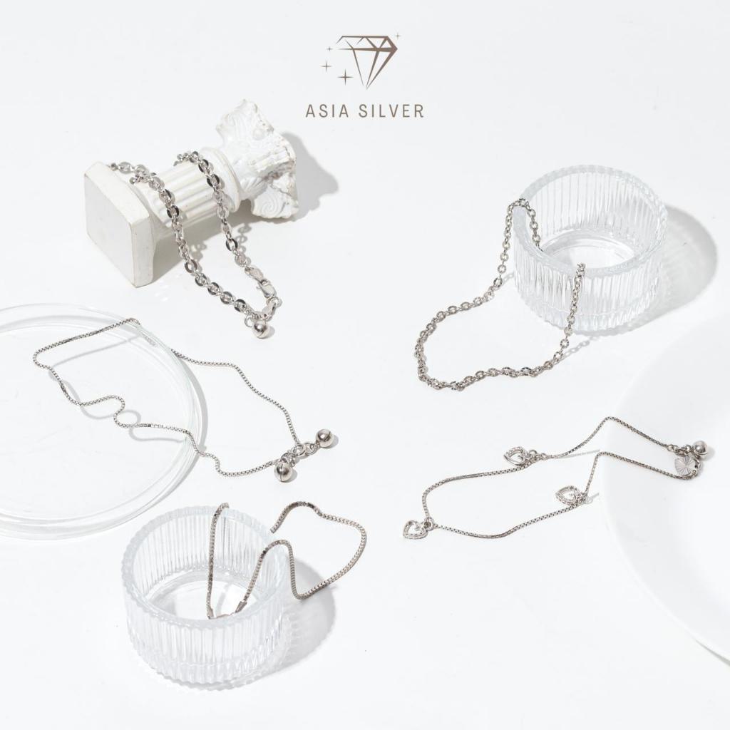 Gelang Kaki Perak Asli Silver 925 Lapis Rhodium Emas Putih Model Italy Santa | Milano Kaca | Hollow 