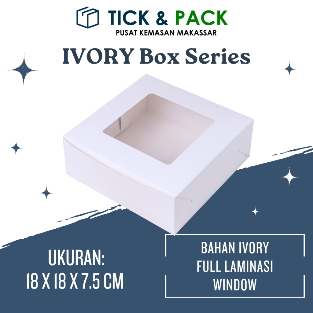 

[ Isi 10 ] Dus Ivory 18 x 18 x 7 Laminasi + Jendela Dus Kue Kemasan Kue Packaging Box Kardus