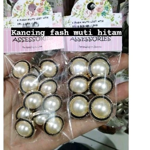 Kancing fashion | kancing mutiara | kancing mutiara list hitam | kancing variasi