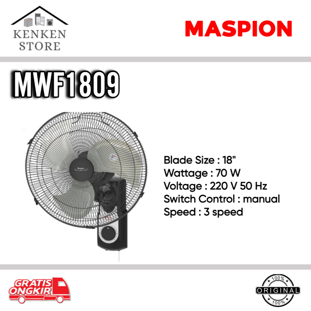 KIPAS ANGIN DINDING MASPION MWF1809 18 INCH KIPAS ANGIN BESI