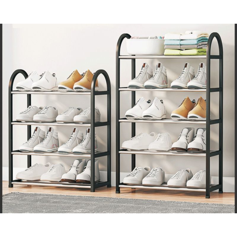 Rak sepatu besi 4 dan 5 susun serbaguna portabel / Tempat sepatu sandal