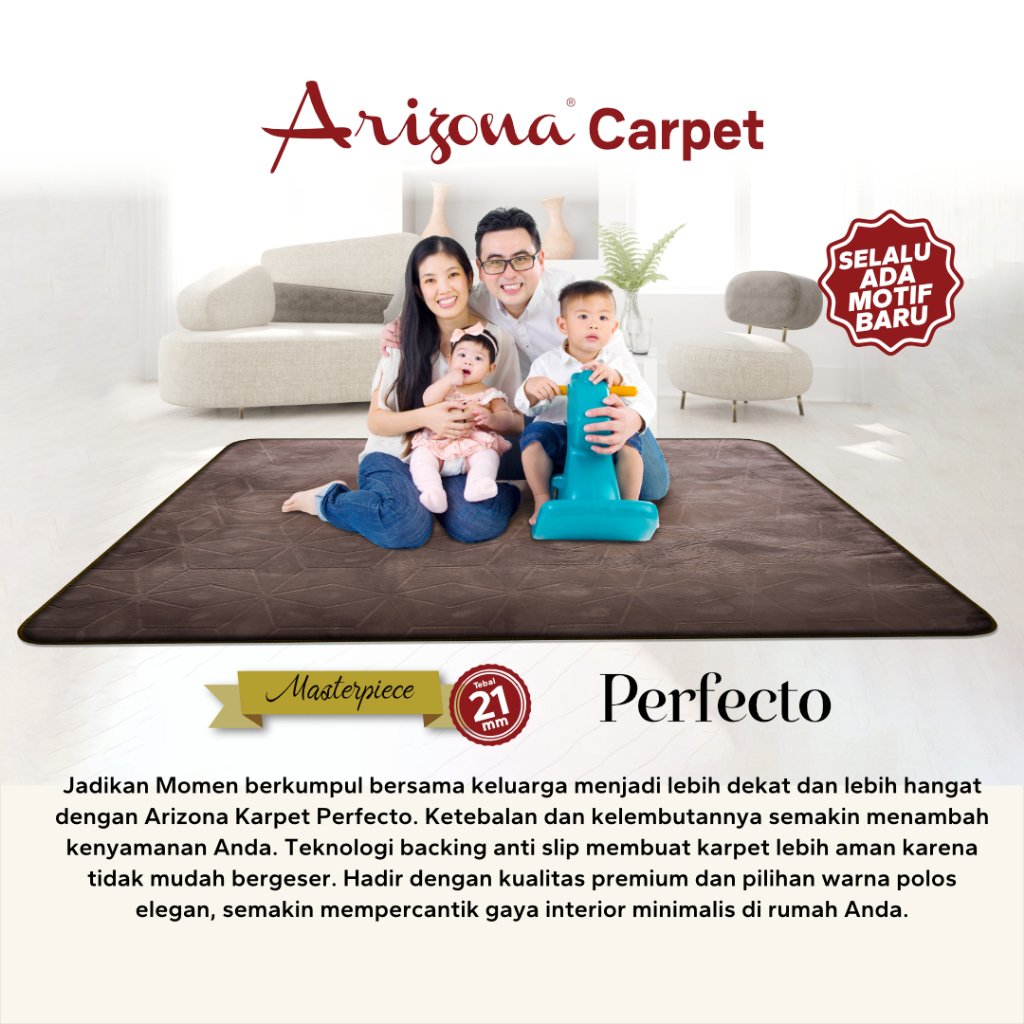 [140 X 190 CM] Masterpiece Perfecto Karpet Busa Malaysia Arizona Motif Polos