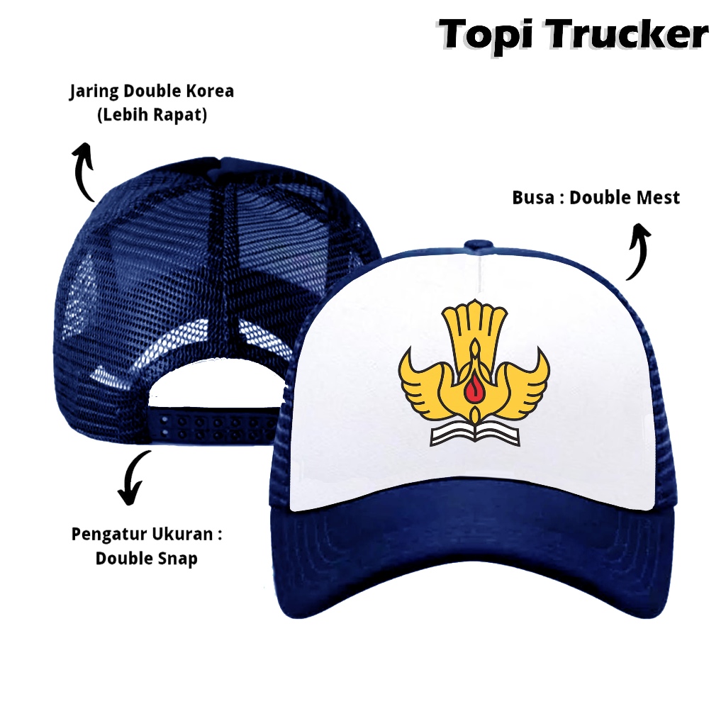 Topi Trucker Sablon Logo SD SMP SMA SMK STM Topi Pria Wanita Custom Sablon Logo SMP