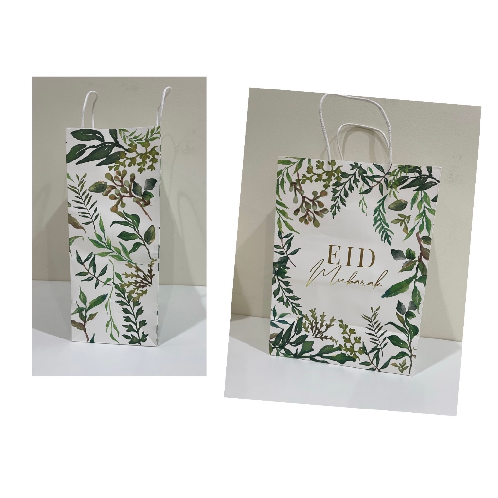 

Eceran Kantong kertas lebaran tebal, paper bag tema Eid Mubarak cocok