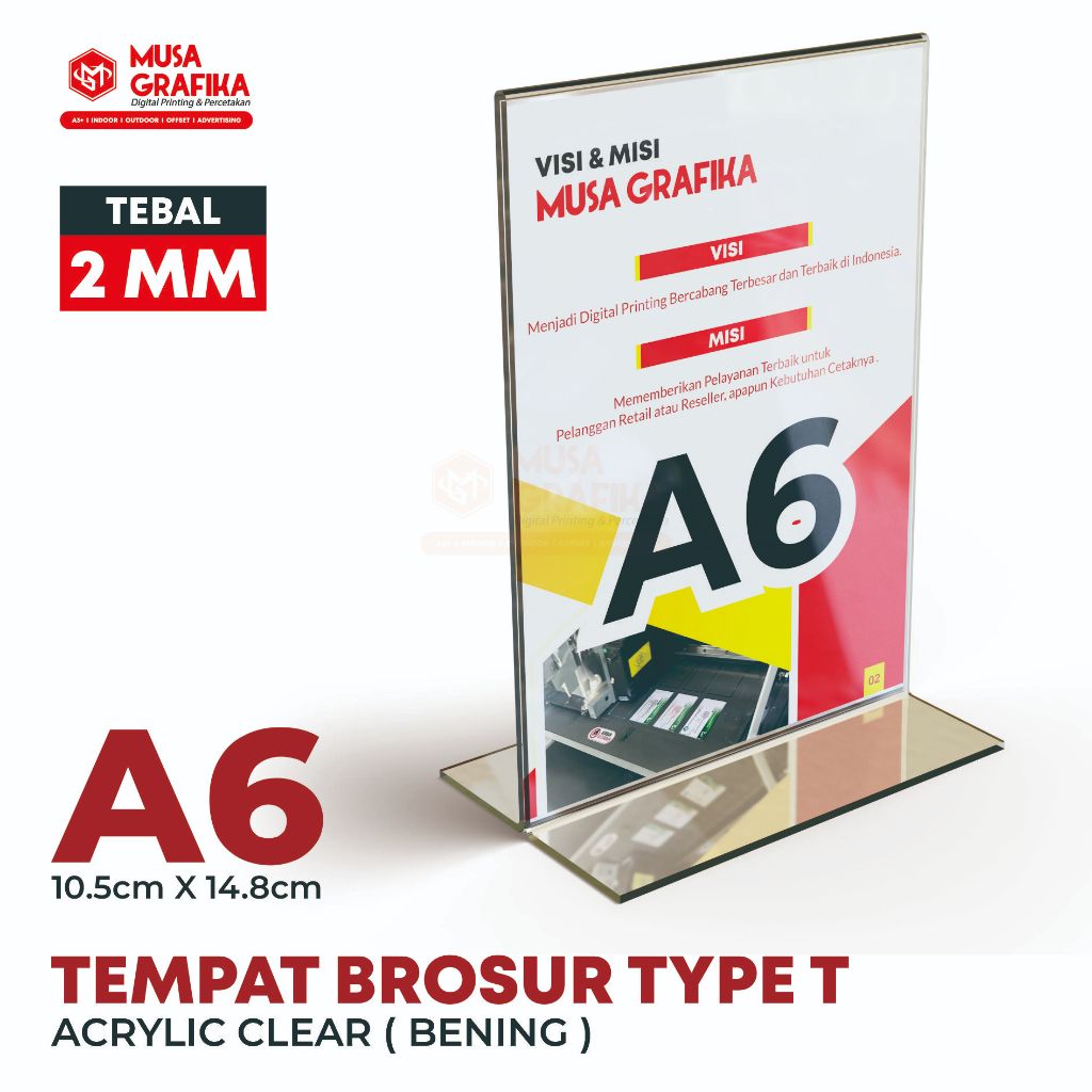 

Tempat Brosur AKRILIK , Card Holder Qris Barcode Nomor Menu Meja Portrait T - Ukuran A6 2mm