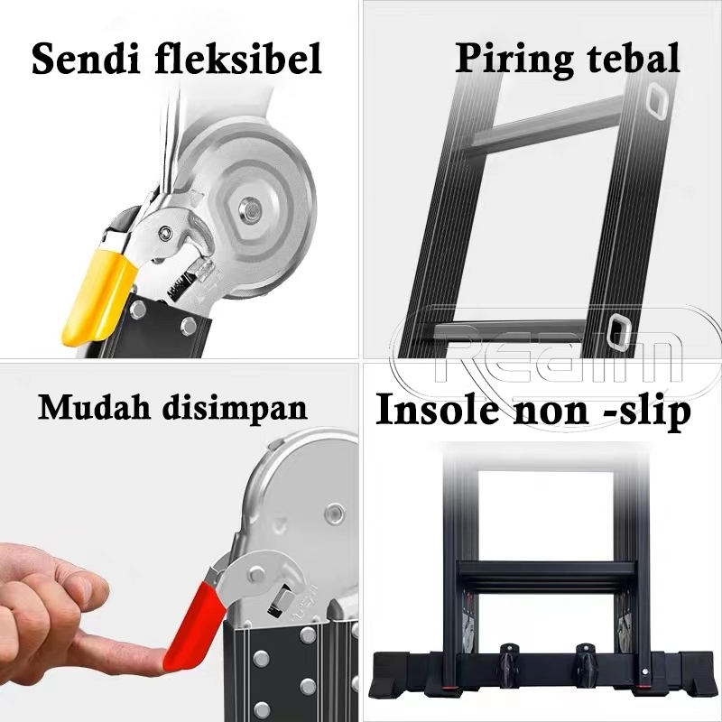 REAIM Tangga Lipat Aluminium Paduan Aluminium Teleskopik Tangga Teleskopik Multifungsi Tangga Lipat