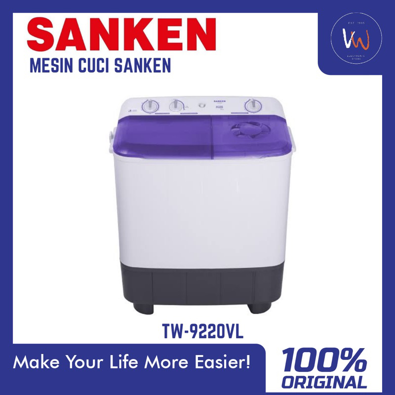 Mesin Cuci 2 Tabung Sanken TW-9220VL 7.5 KG / Mesin cuci Sanken / Kapasitas 7.5 KG