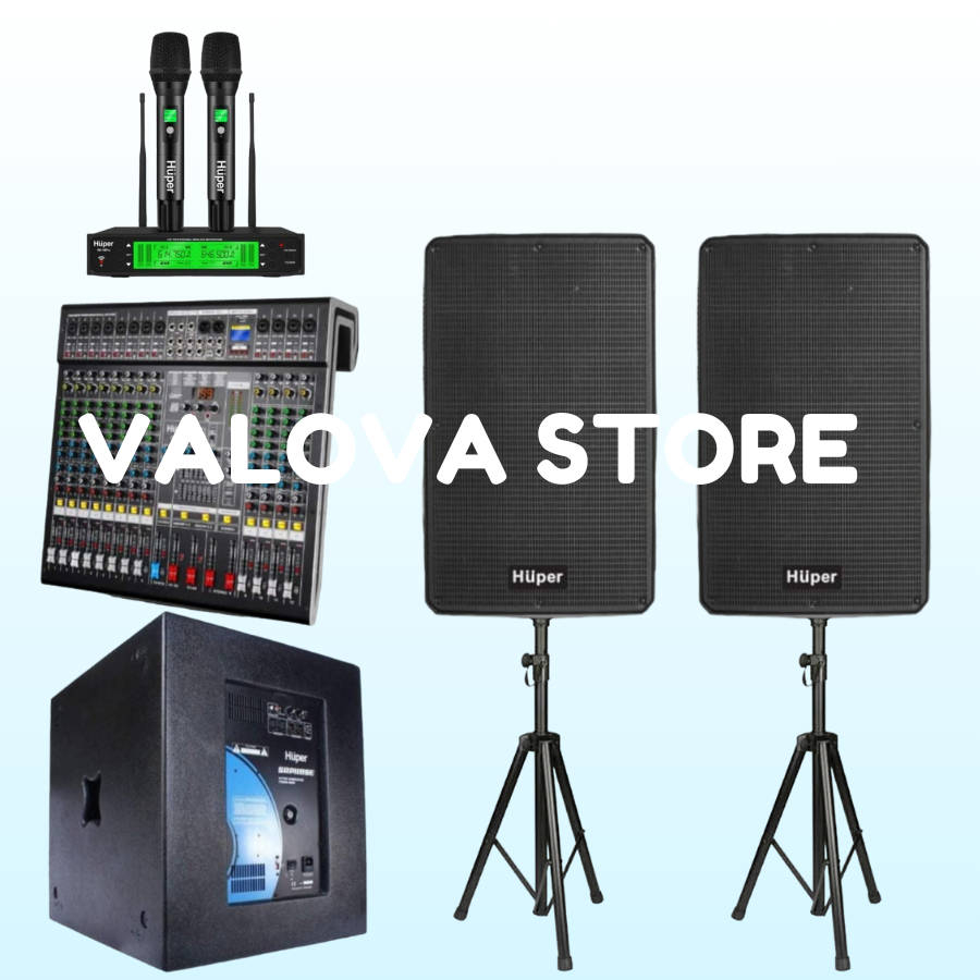 Paket 5 soundsystem Huper QA15A + Sub SRP118SE + Huper QX12