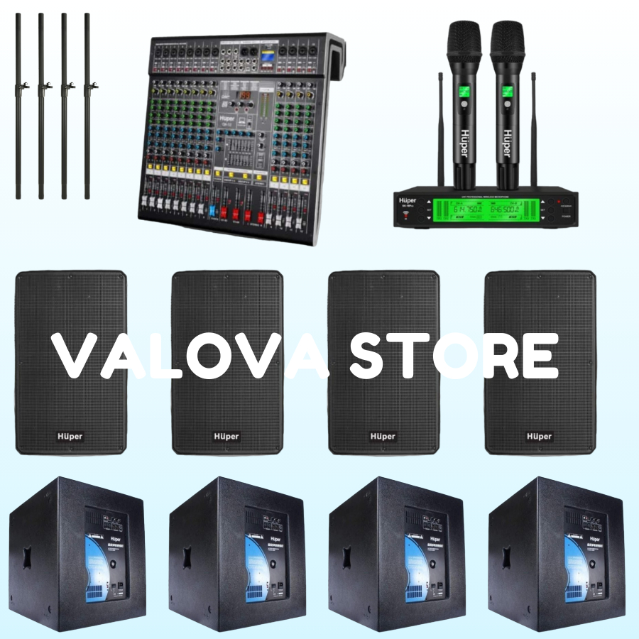 Paket 8 soundsystem Huper QA15A + Sub SRP118SE + Huper QX12