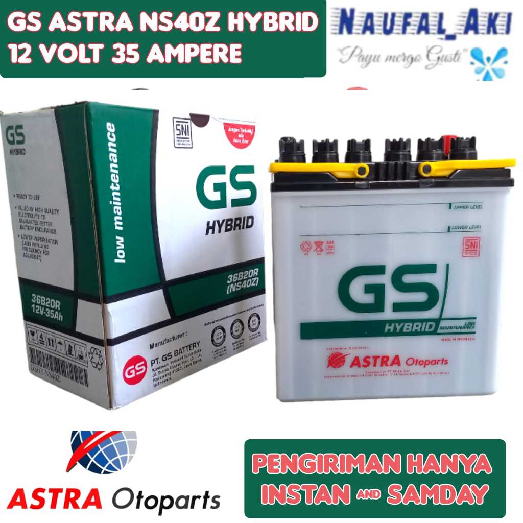 Aki Mobil Avanza/Rush/Espass/Terios/Xenia/Katana/Carry GS ASTRA NS40Z 35 Ampere