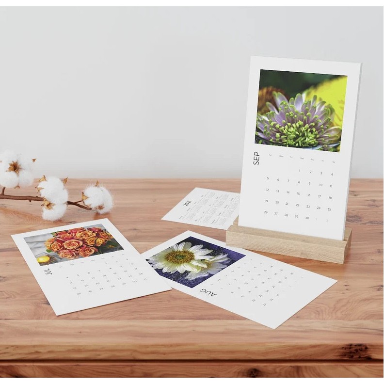 

Kalender Meja 2024 Tatakan Kayu / Wood Table Desk Calendar Custom