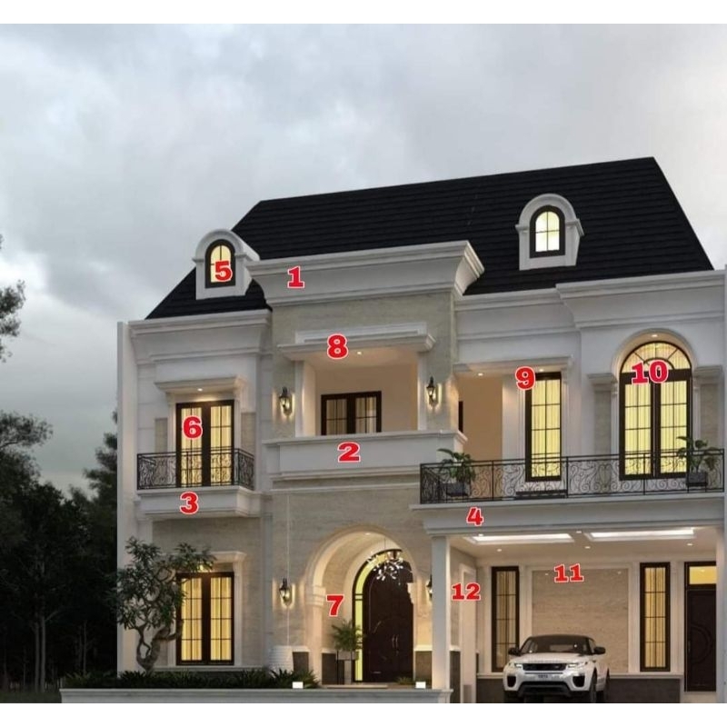 cetakan lisplang grc rumah klasik terbaru