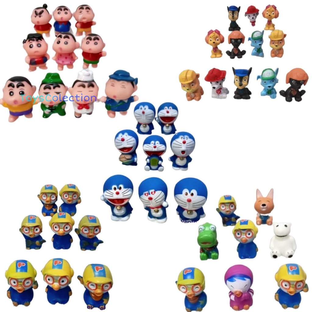 ACTION FIGURE PORORO & FRIENDS SHINCHAN DORAEMON PAW PATROL VACUM SET 8 / 10 / 12 TOPPER CAKE MAINAN