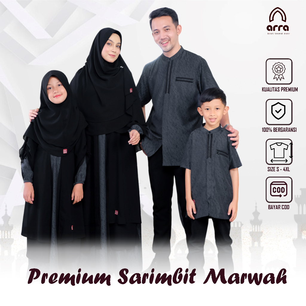 Sarimbit Couple Lebaran Keluarga Baju Kapel Koko Ayah dan Anak Gamis Ibu dan Anak