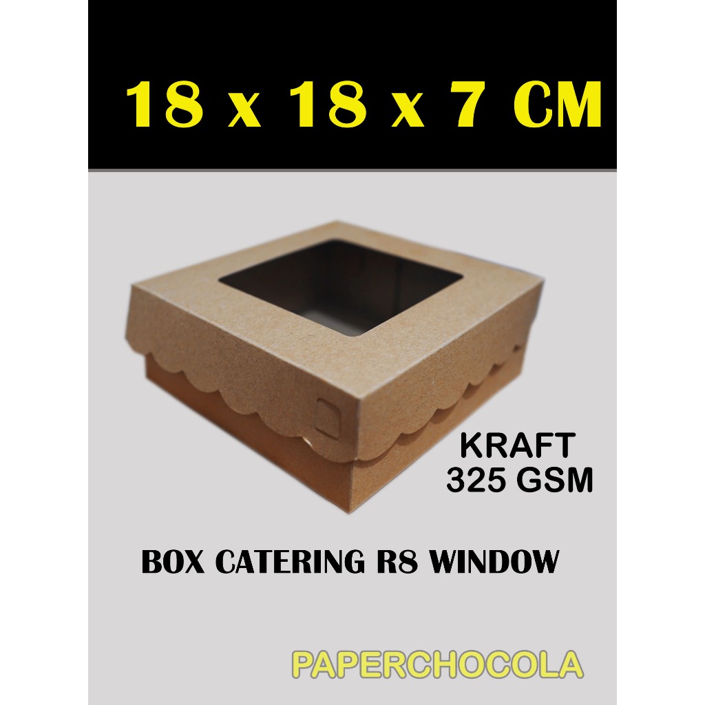 

BOX CATERING KRAFT / DUS NASI 18X18X7 WINDOW / KOTAK MAKANAN CAKE / R8