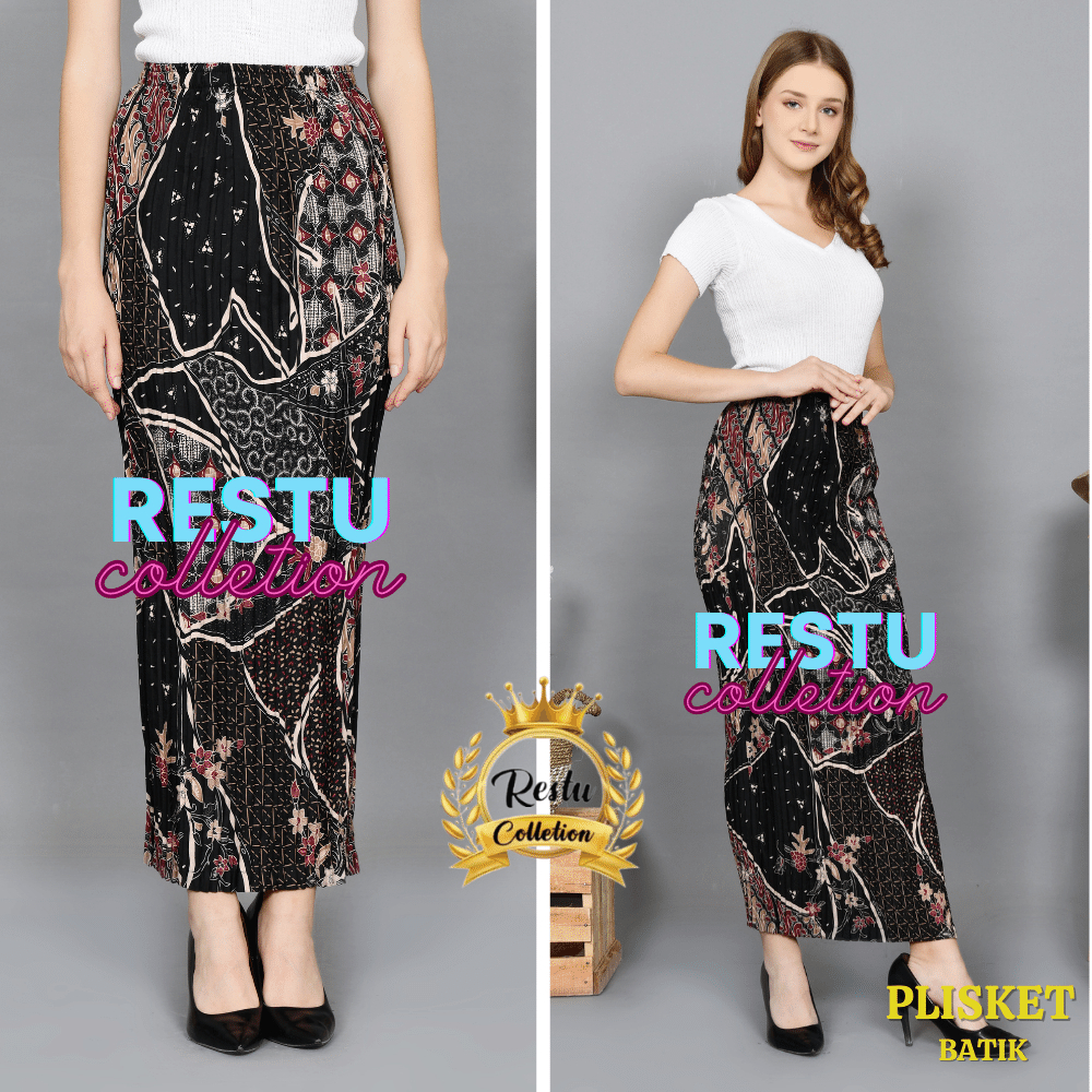 Rok Plisket Batik / Rok Plisket / Bawahan Kebaya / Rok Kebaya / Rok Wisuda / As Maroon