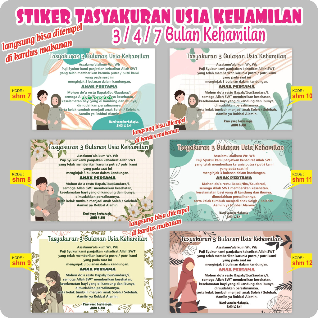 

STIKER / LABEL UNTUK TASYAKURAN 3/4/7 BULANAN KEHAMILAN DIJAMIN MURAH