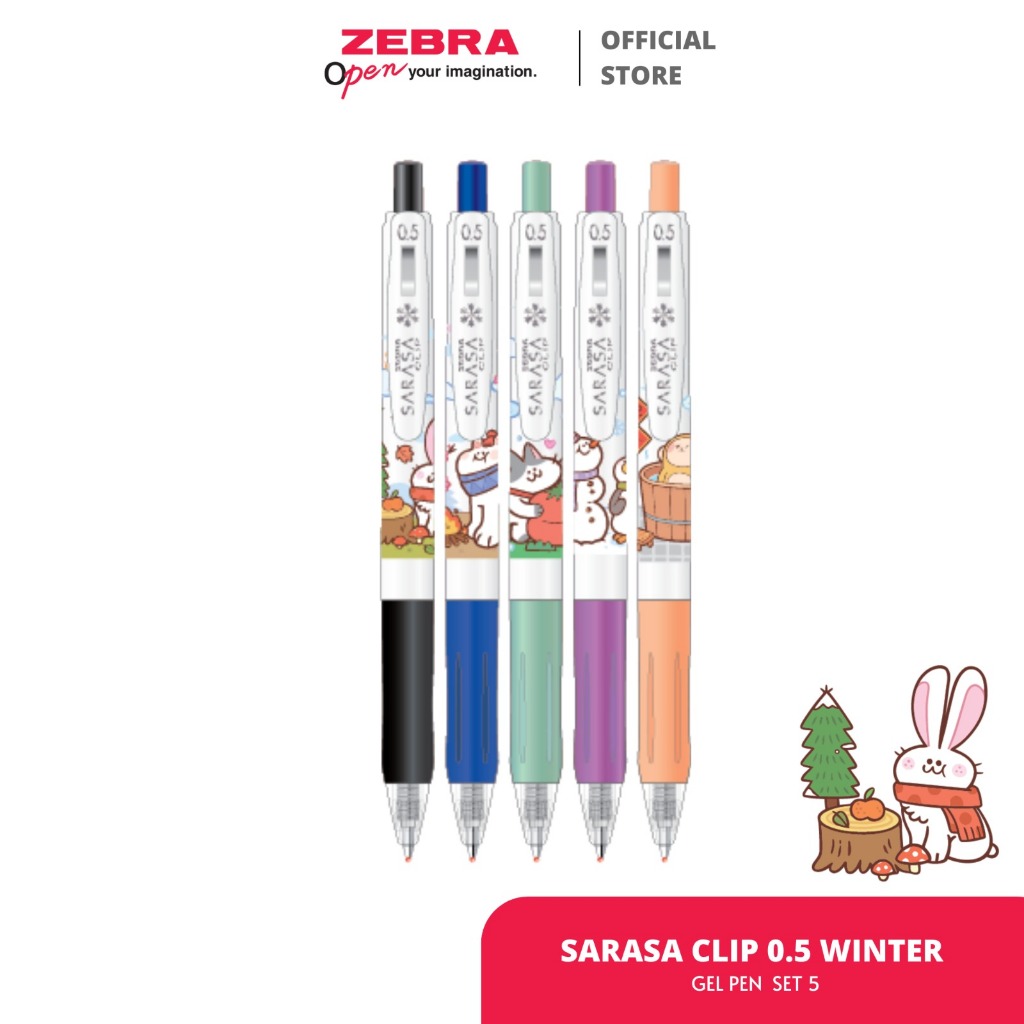 

Zebra Sarasa Pulpen Gel Winter Animal Series 0.5 mm Set 5 - Limited Edition