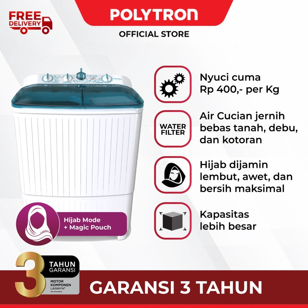 MESIN CUCI POLYTRON PWM 1082 / POLYTRON MESIN CUCI 2 TABUNG PRIMADONA GIANT SERIES HIJAB PWM 1082 [1
