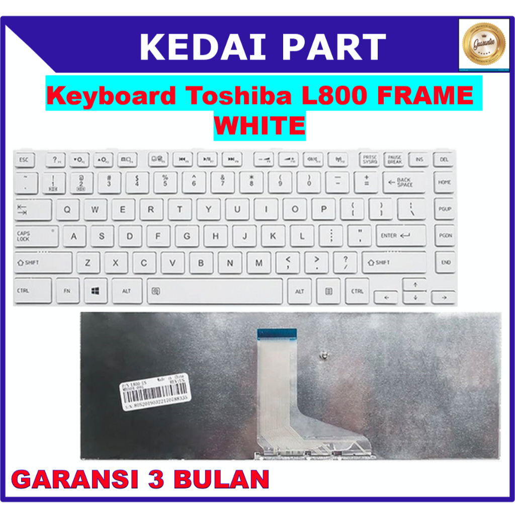 Keyboard Toshiba L800 C800 C845 C845D L805 L830 L840 M800 M805 Frame White