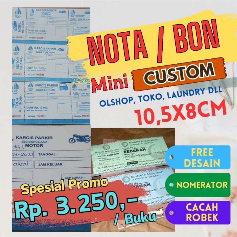 CETAK CUSTOM NOTA BON INVOICE TOKO OLSHOP MINI 2 RANGKAP