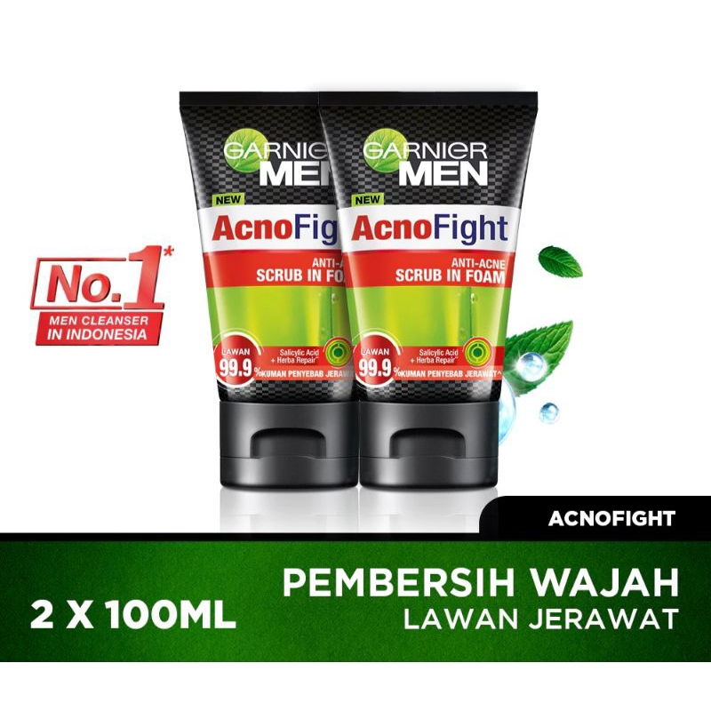 GARNIER MEN ACNO FIGHT Pembersih wajah pria 2x100 ML