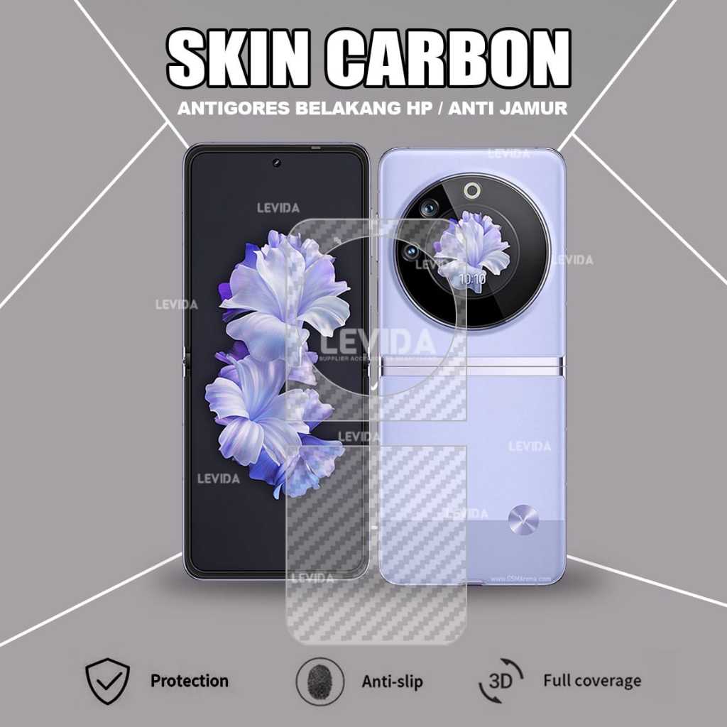 Tecno Phantom V Flip Skin Carbon 3D Antigores Skin Carbon Tecno Phantom V Flip
