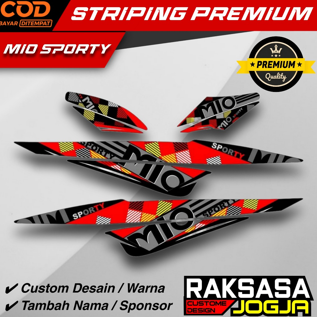 STRIPING CUSTOM MIO SPORTY VINIL DAN TRANSPARANT KUALITAS PREMIUM BONUS STIKER  / STICKER VINYL TRAN