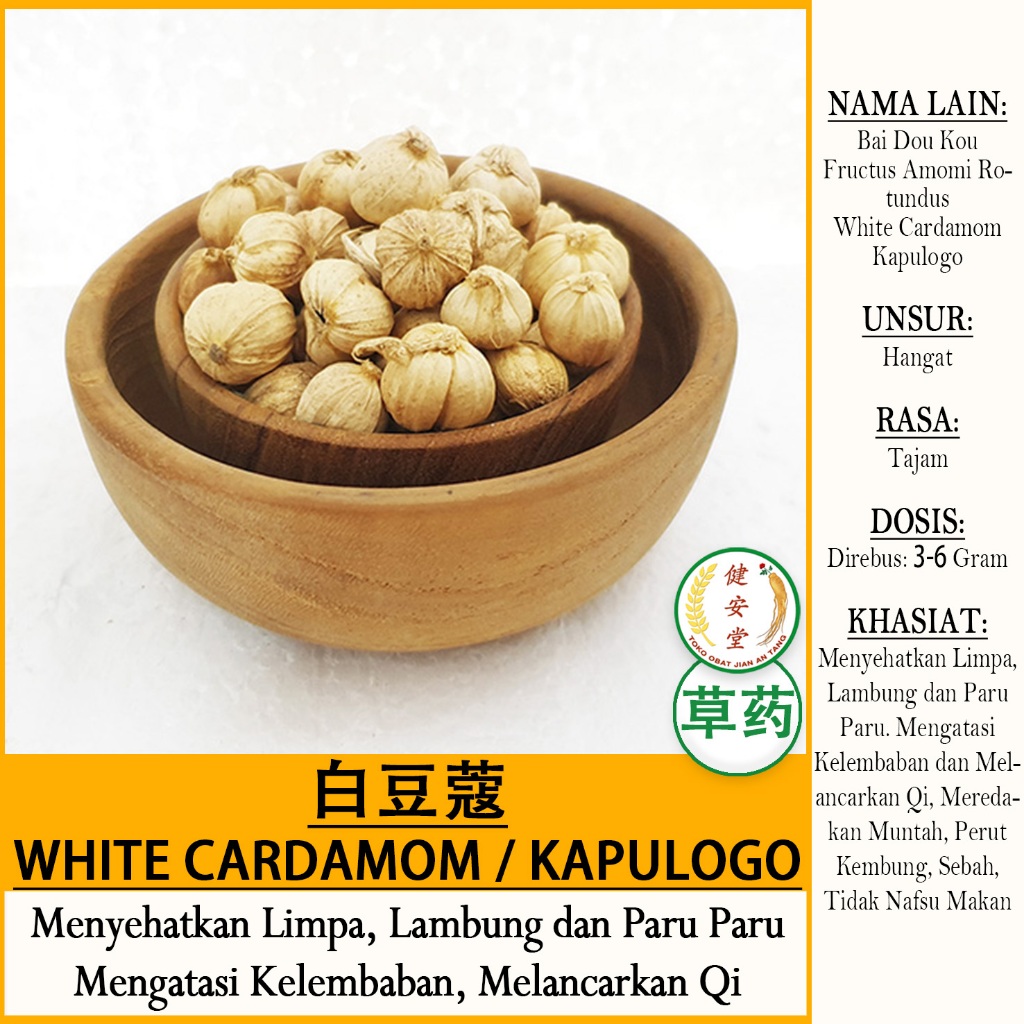 

BAI DOU KOU - KAPULOGO - White Cardamom [白豆蔻 Fructus Amomi Rotundus] Herbal TCM PER 100 Gram