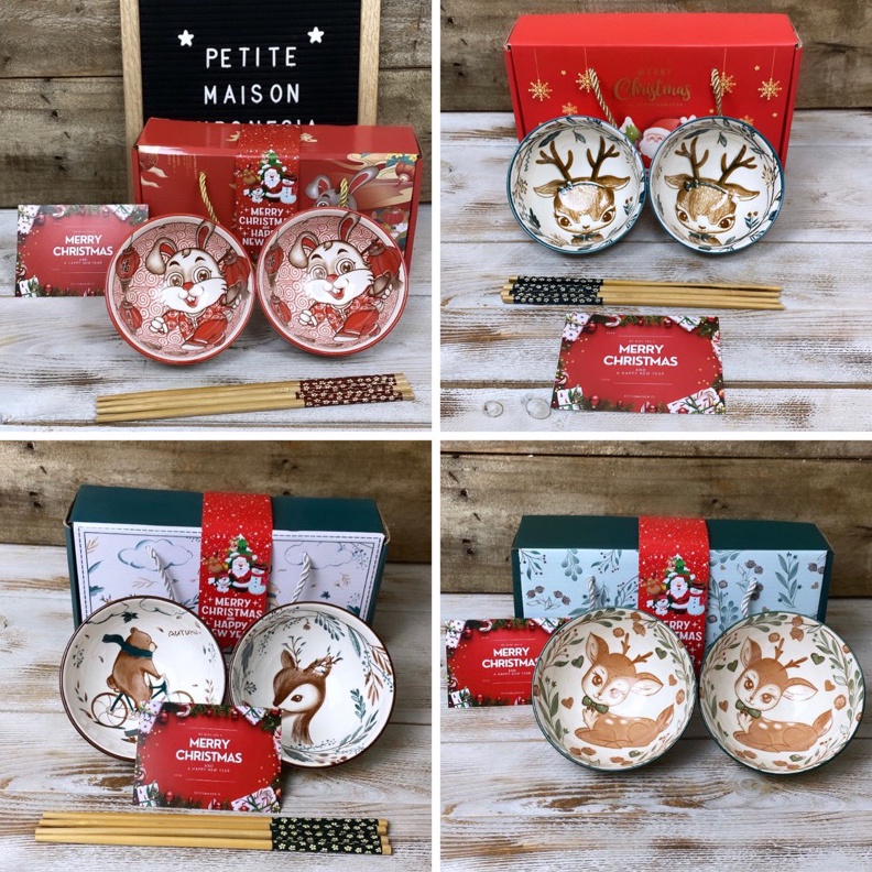 

BRANDS FESTIVAL Hampers NATAL Japanese bowl set isi 2 mangkok keramik hadiah souvenir