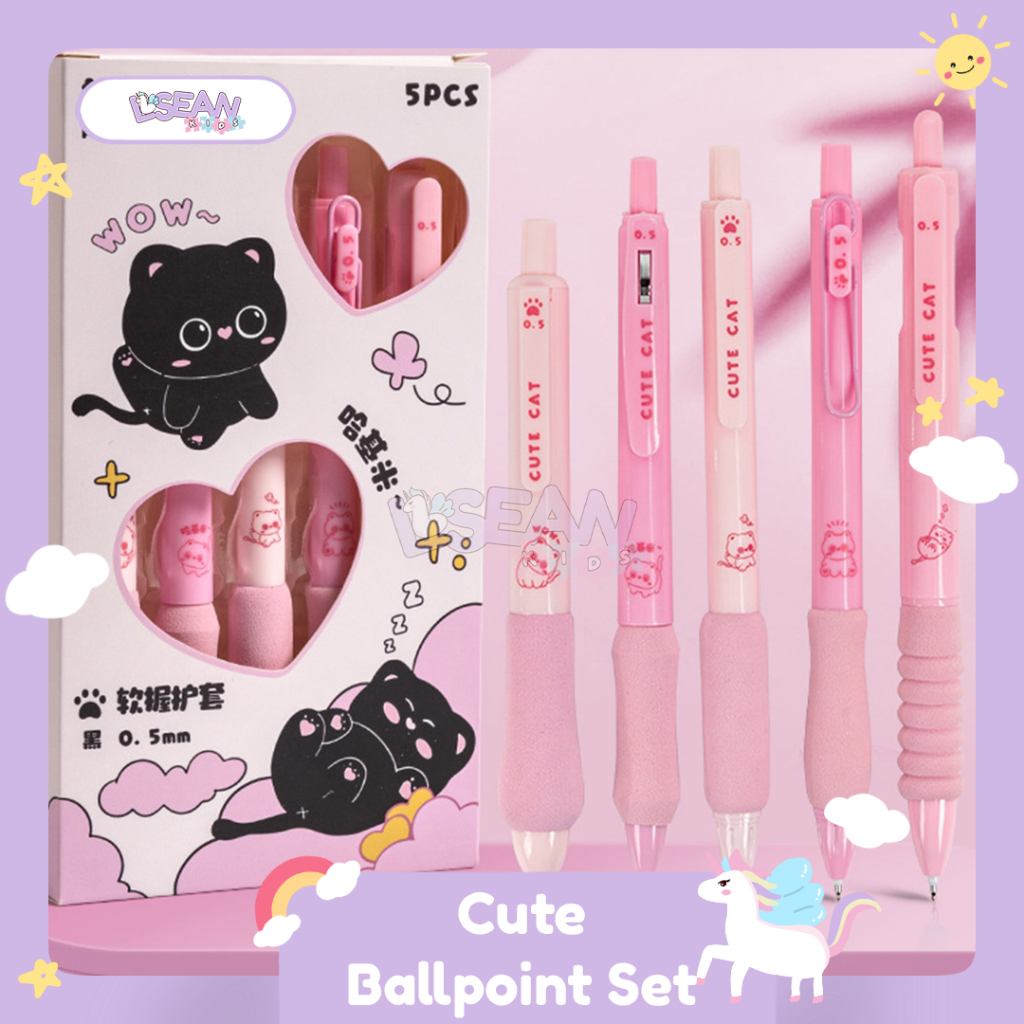 

SET BOLPEN ISI 5 MOTIF LUCU KOREAN CUTE PEN IN BOX 0.5 mm TACOTACO PEN