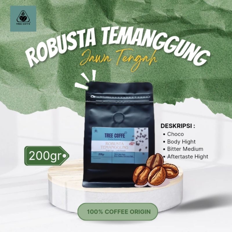 

Tree Coffe Kopi Robusta Temanggung (biji/bubuk) 200gr