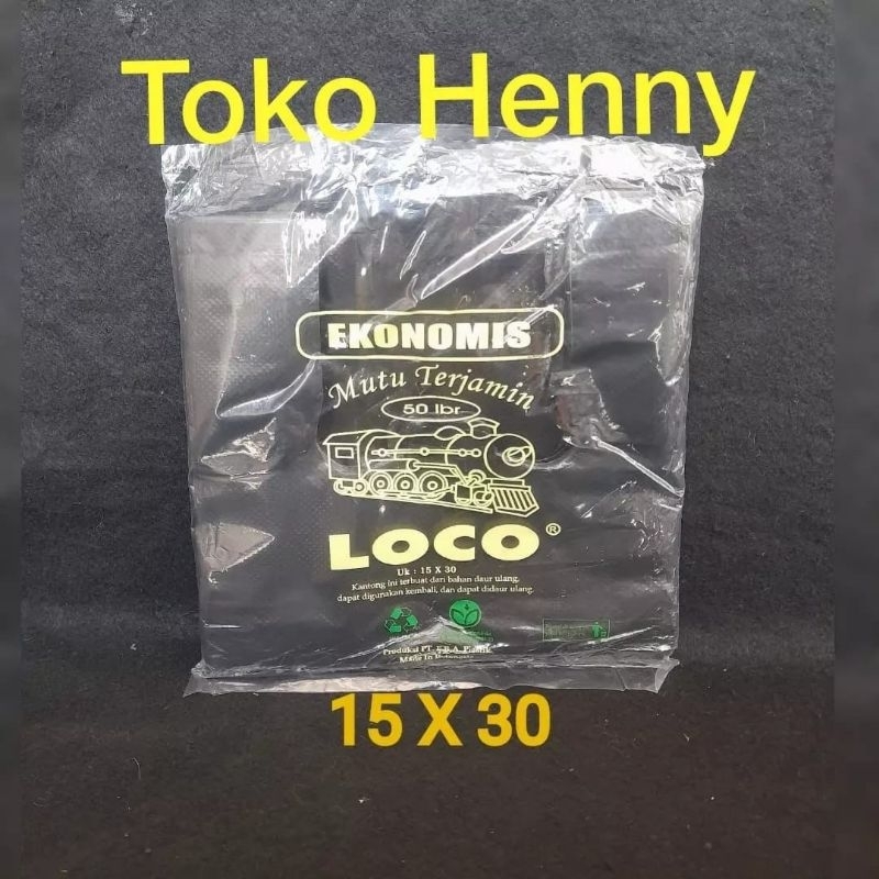 Kantong Kresek 15x30 ...  LOCO Ekonomis hitam ukuran 15x30 ... 1 pak ... isi  50 lembar