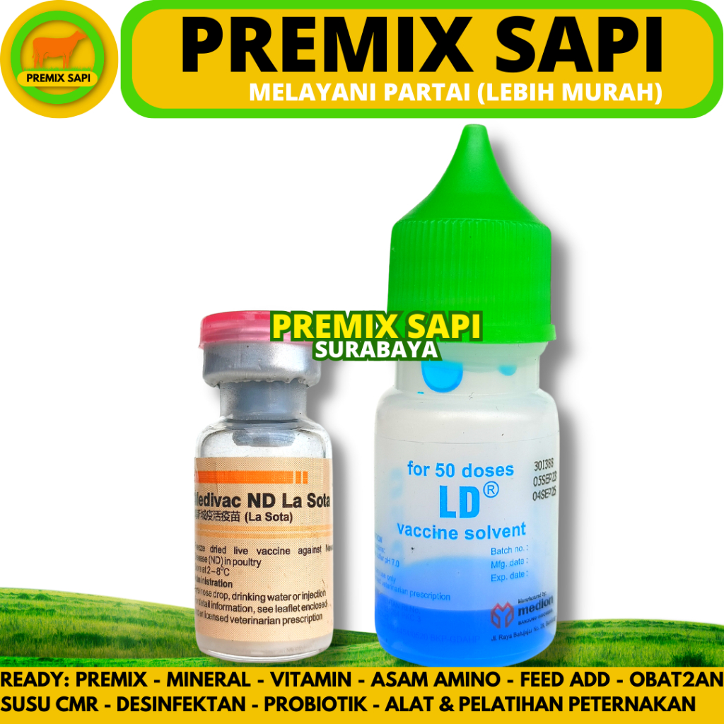 VAKSIN MEDIVAC ND LASOTA DOSIS 50 EKOR + PELARUT - Vaksin Nd Lassota Ayam Newcastle Disease Tetelo