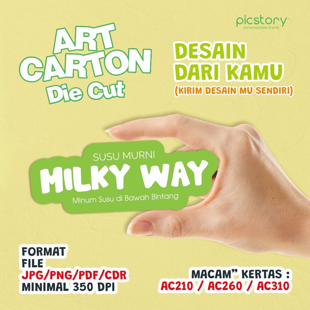 

Cetak Custom Kertas Art Carton Die Cut A3+ 210gsm/ 260gsm/ 310gsm